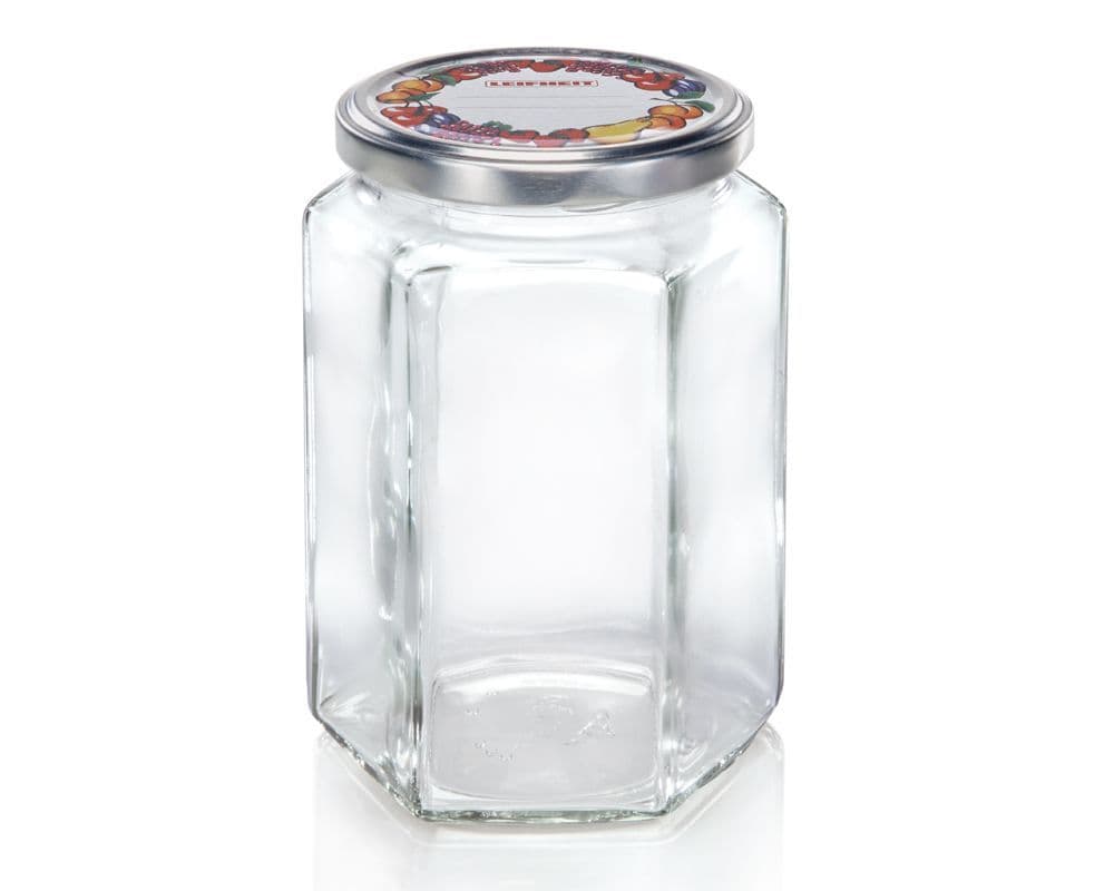 LEIFHEIT Preserving and Storage Hexagonal Glass Jar With Screw Top Lid 770ml - Leifheit